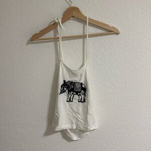 Brandy Melville Open Back Tank Top with Elephant embroidery